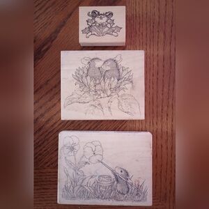 Mouse themed Wooden rubber stamps